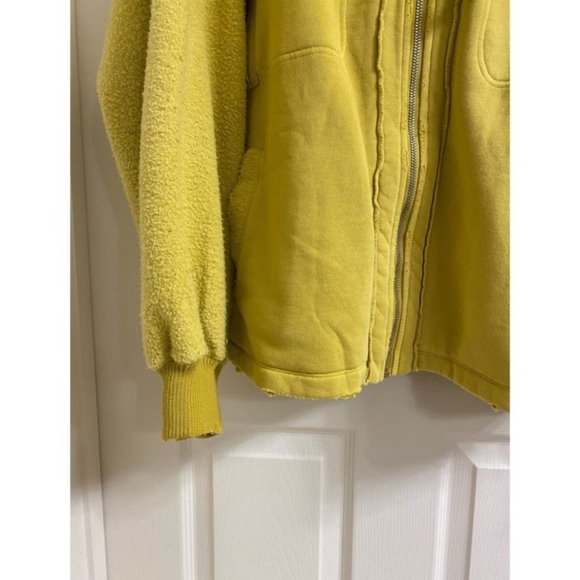 Free People Britney Cardi Hooded Jacket Sweatshirt Zip Front Citron Yellow Green - Picture 10 of 15